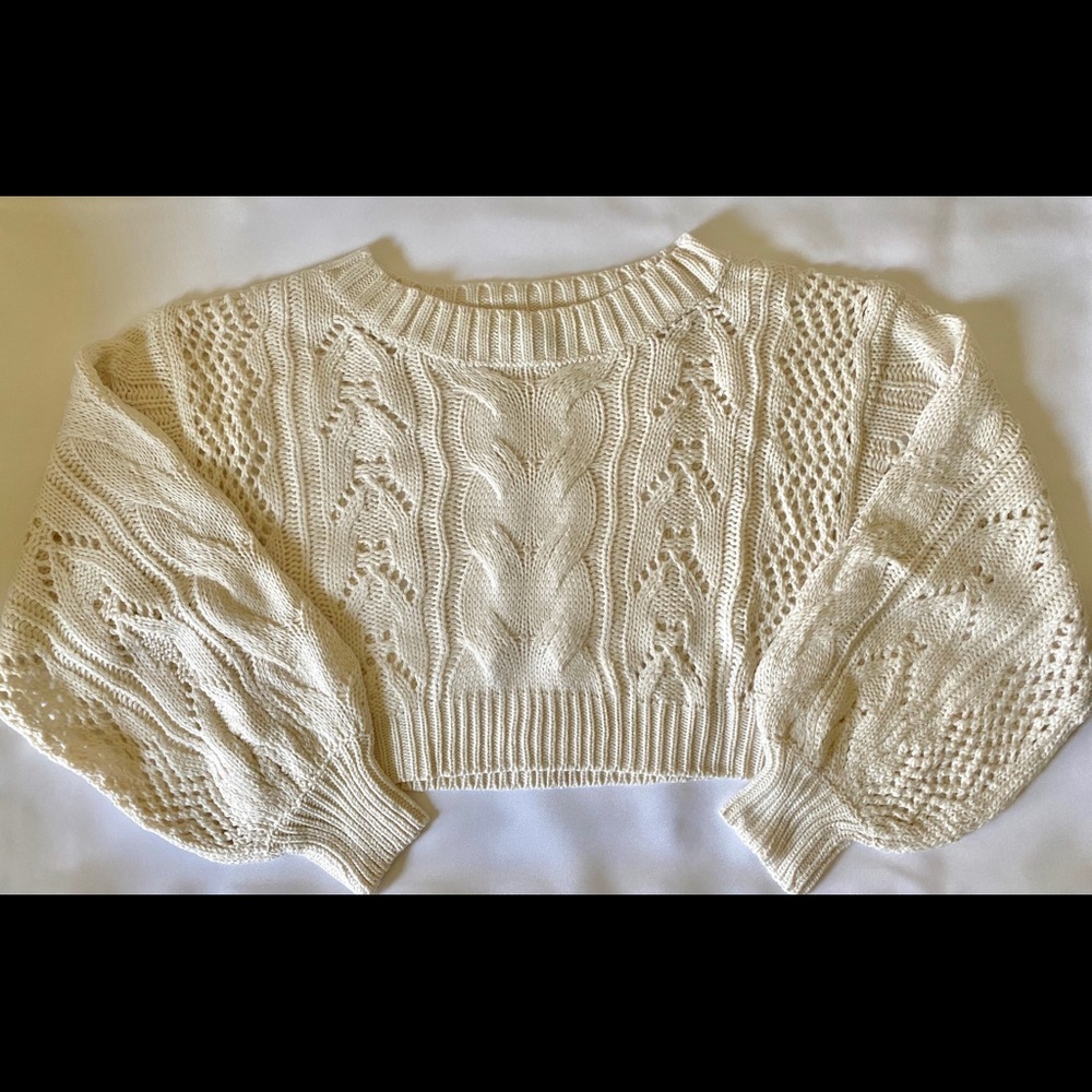 Cable Knit Balloon Sleeve Sweater